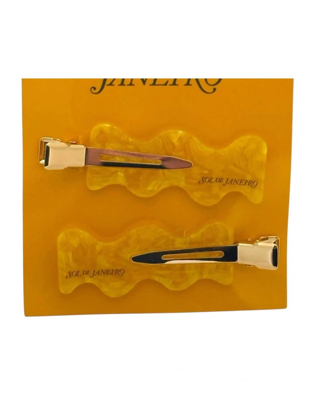 new Sol de Janeiro ☀︎︎ Ltd Ed Hair Clips Barrettes ☀︎︎ Set of 2 ☀︎︎ Gold Resin